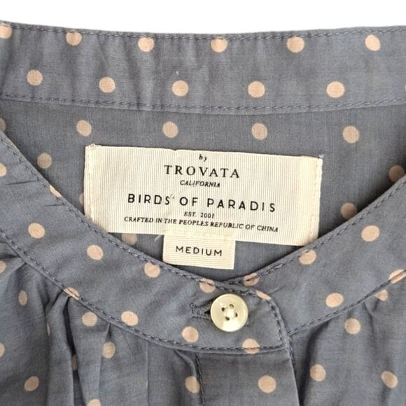 Trovata Birds Of Paradis Polka Dot Blouse Bell Flare Women's Size M Light Blue - Picture 9 of 10